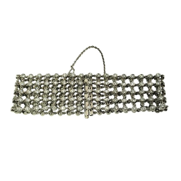 18 Karat White Gold Diamond 5 Row Mesh Bracelet #19590 - Picture 1 of 8